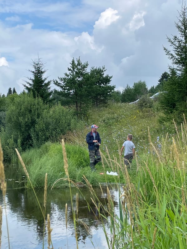 Quiet morning fishing across two rural Russian lakesides