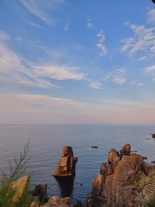 Sozopol's coastline and old town on a quiet summer afternoon