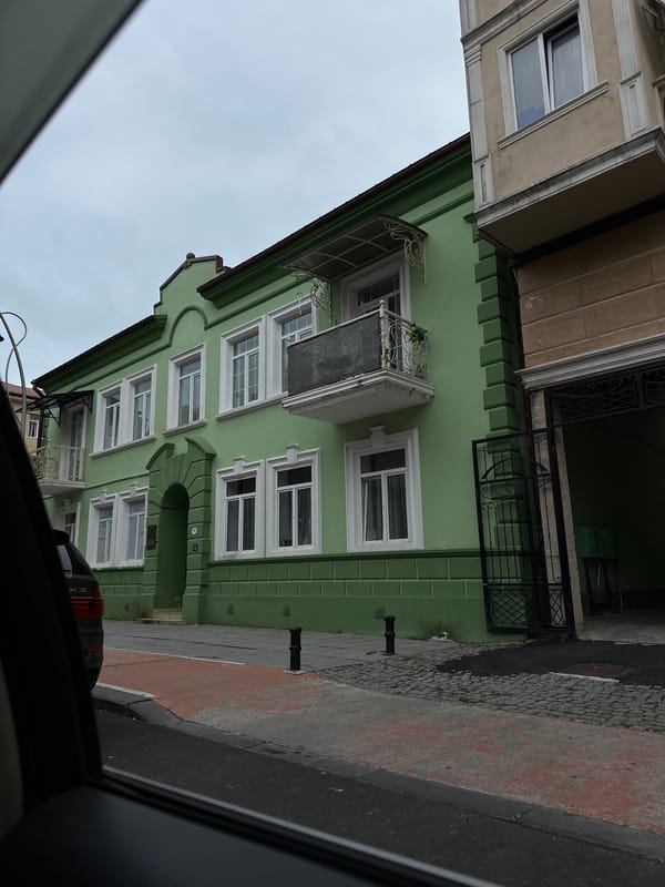 Street scenes captured during vehicle journey through Batumi, Georgia