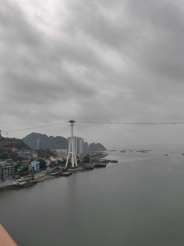 Morning views captured of Hong Gai Ward waterfront and bridge