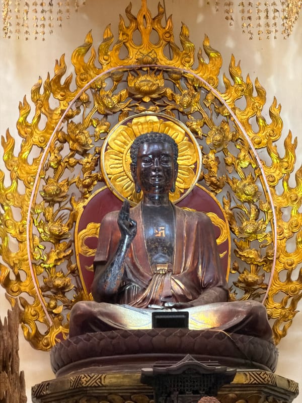 Morning temple visit documented in Nha Trang Buddhist shrine