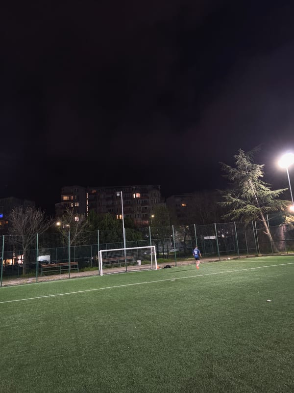 Evening soccer practice captured on Burgas field