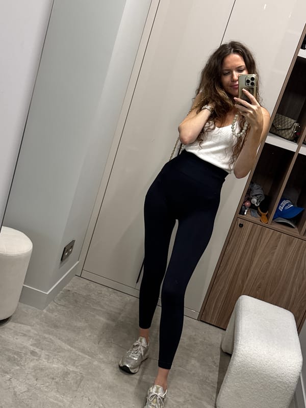 Outfit check in a Khimki dressing room, two angles