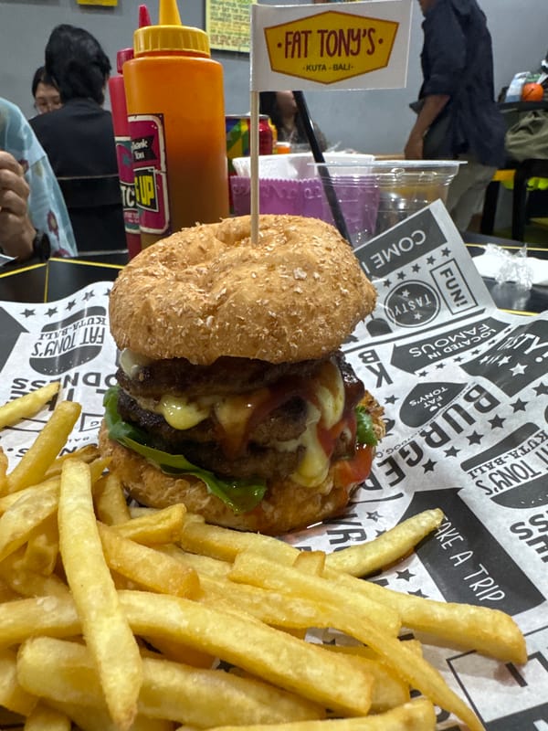 Lunch documented at Fat Tony's restaurant in Kuta, Bali