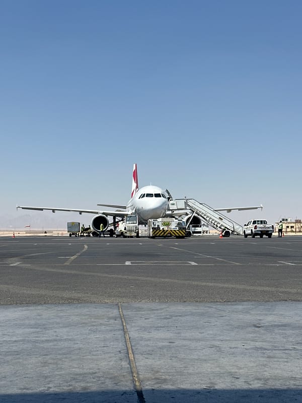 Passenger aircraft parked at Al Hadaba airport, Egypt