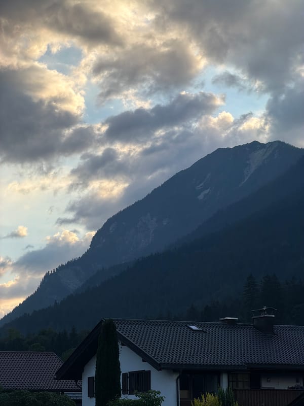 Dusk settles over Garmisch-Partenkirchen from the alpine heights
