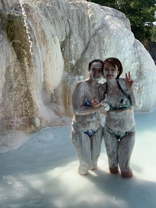 Mineral clay mud treatment at Bagni San Filippo's thermal springs