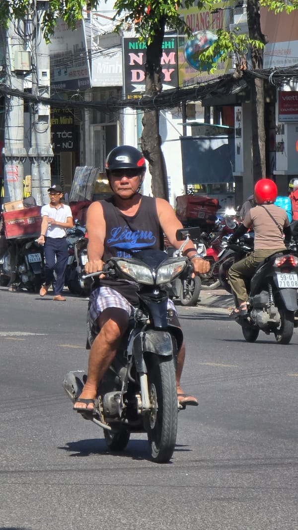 Early morning motorcycle traffic observed in Bắc Nha Trang streets