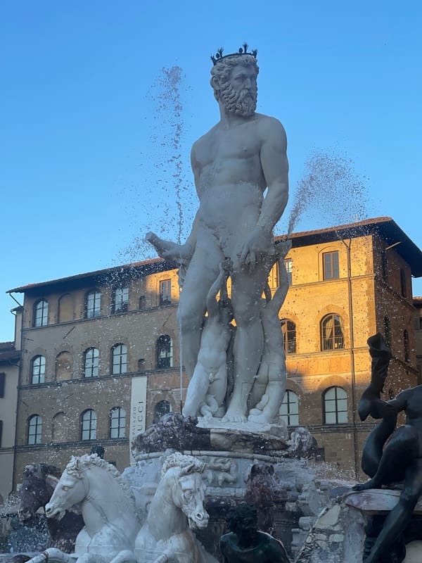 Tourist documents Florence's Piazza della Signoria monuments in seven minutes