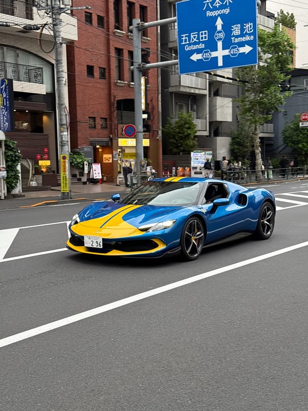 Luxury car gathering observed in Minato district, Tokyo