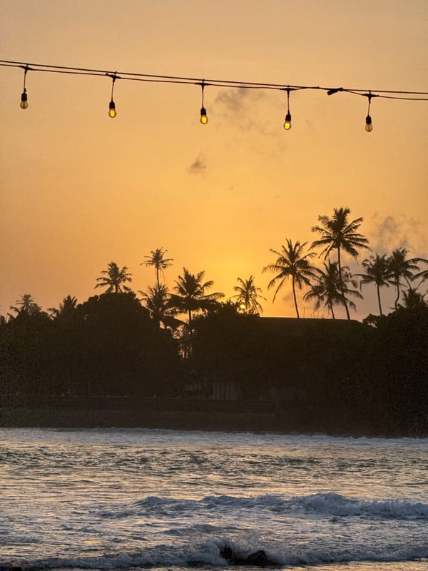 Drinks and sunset at a laid-back beach spot in Goviyapana