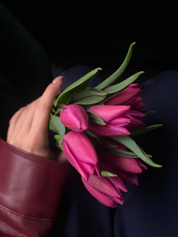 Early morning tulips and candles at Yerevan cathedral