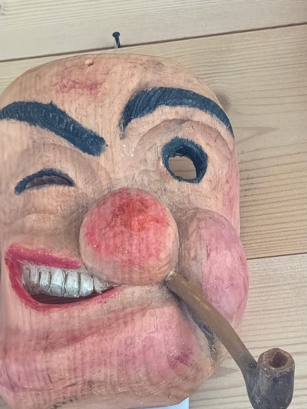 Traditional carnival masks up close in Sauris di Sopra