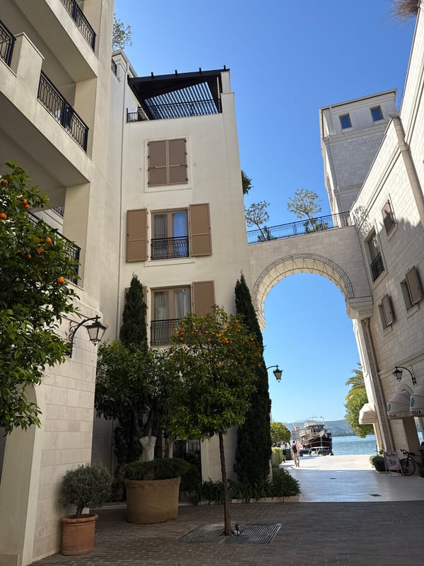 Morning architectural views documented in Tivat, Montenegro