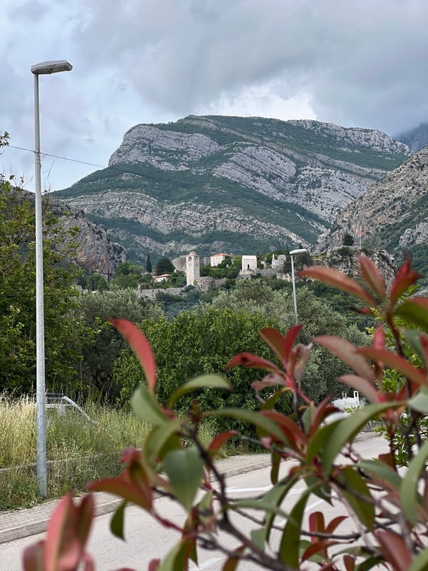 Roadside mountain view documented in Stari Bar, Montenegro