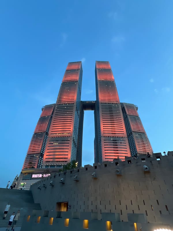 Chongqing's Yuzhong District skyline and riverfront at dusk
