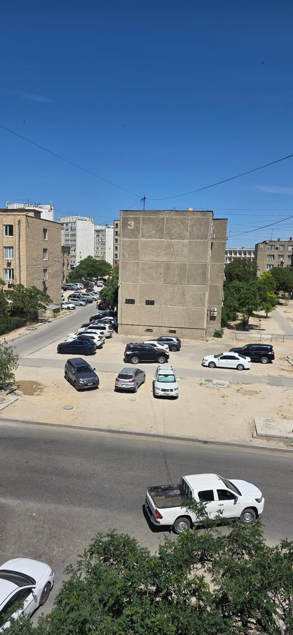 Street views and interiors from a sunny morning in Aktau