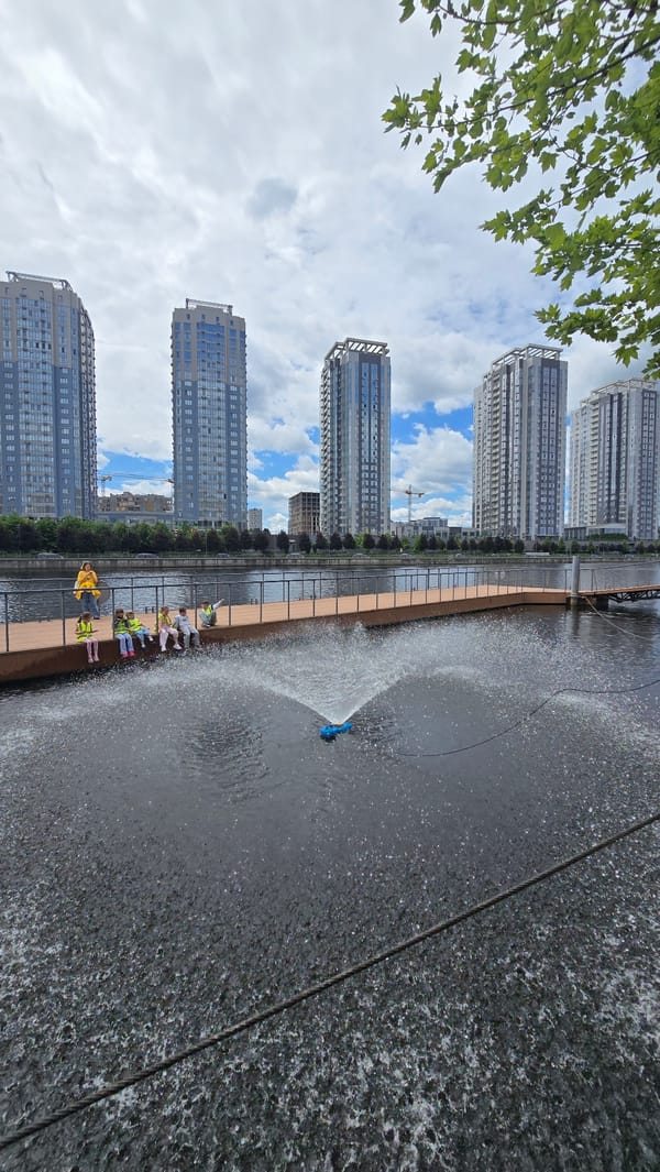 Morning riverside activities captured along Kyiv's Dnipro waterfront