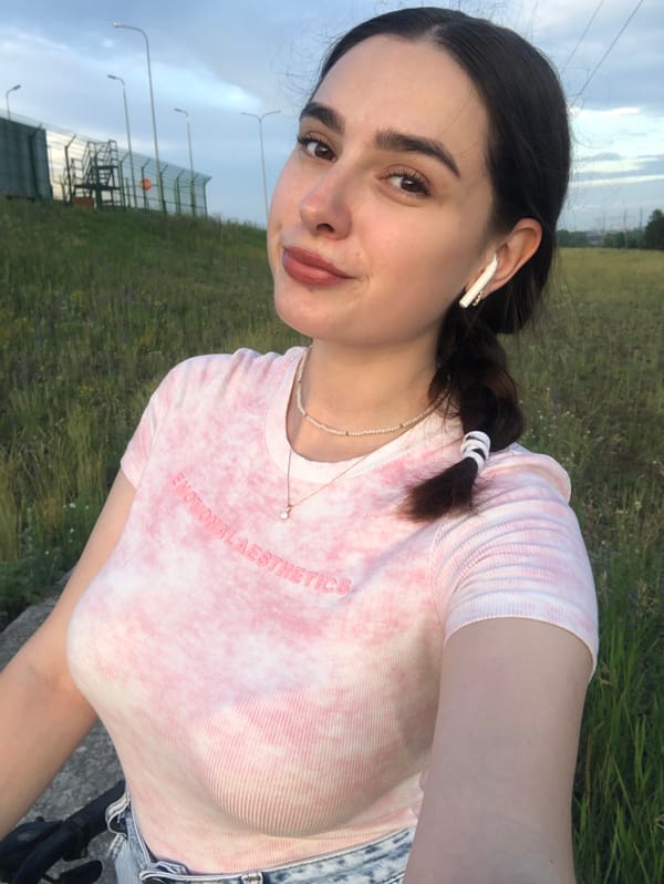 Bike ride selfie session in Noviy, Russia countryside