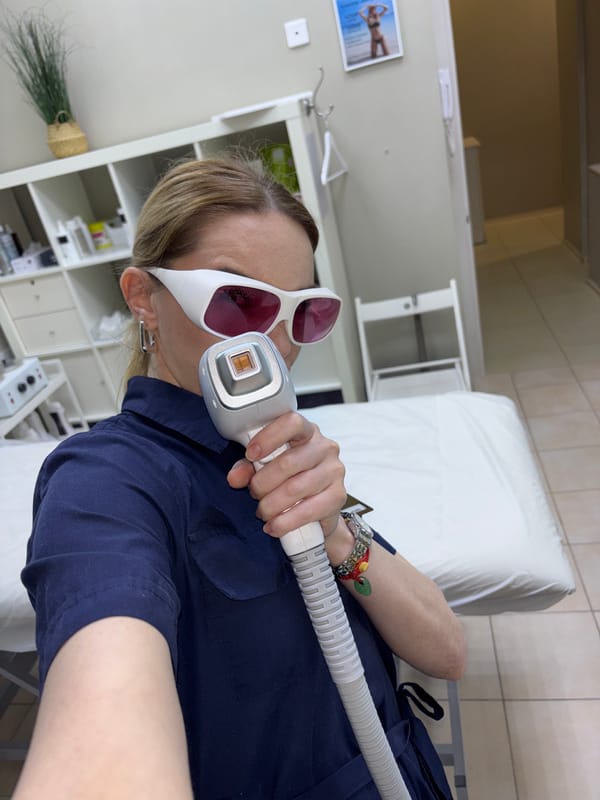 Woman receives laser treatment at Russian cosmetic clinic