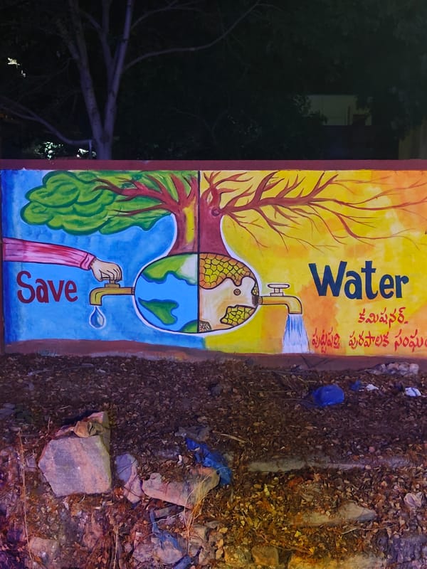 Environmental conservation mural documented in Puttaparthi, India