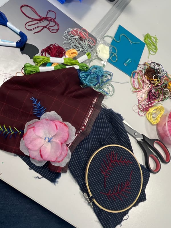 London crafting session features luxury fabrics and embroidery materials