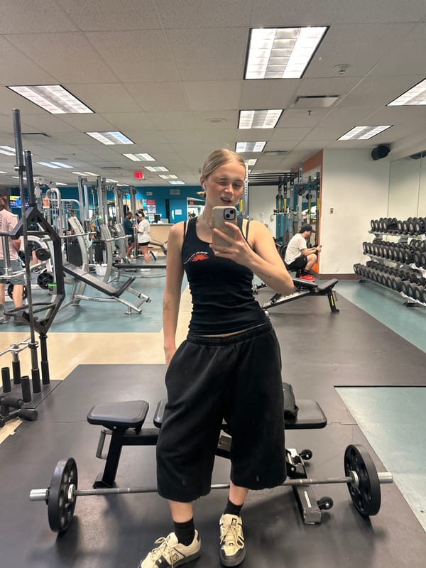 Woman takes gym selfie in Whistler fitness facility