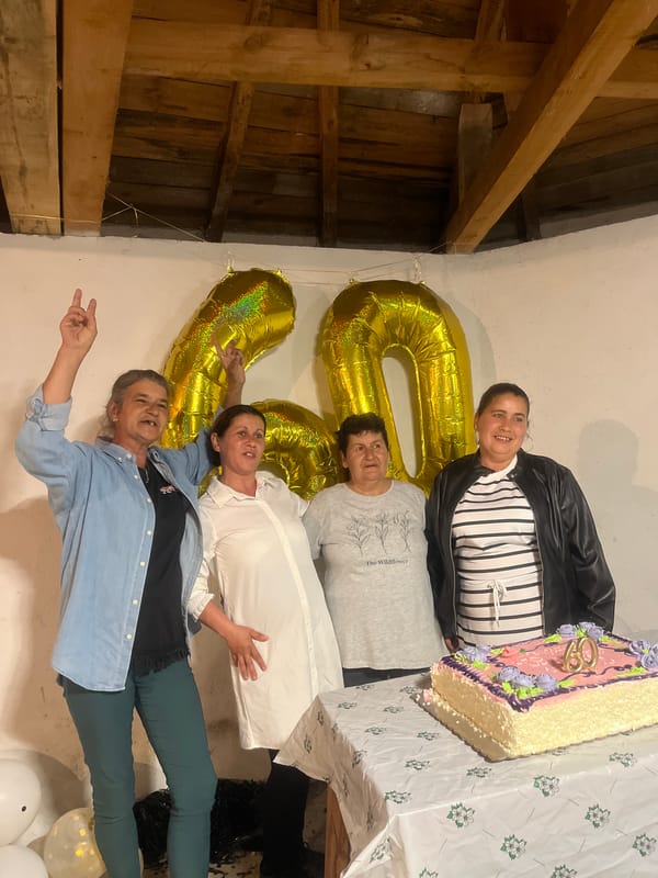 Women celebrate 60th birthday party in Kosten, Bulgaria