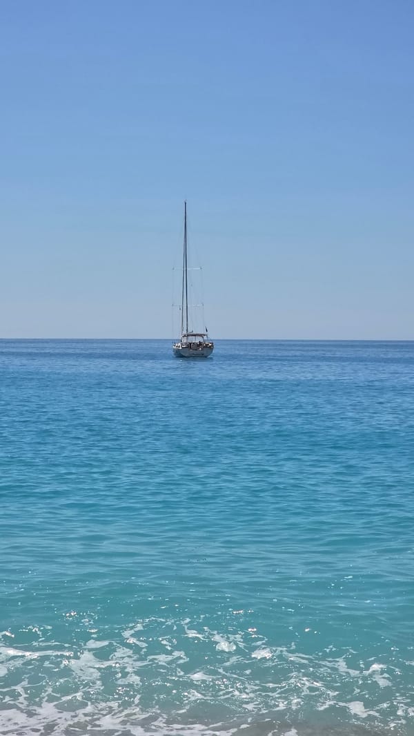 Sunny day captured at Fethiye pebble beach, Turkey