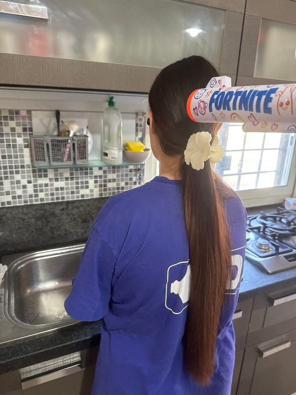 Person spotted in Rome wearing Fortnite toy in hair