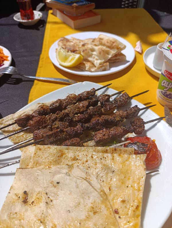 Outdoor lunch documented in Antalya featuring Turkish cuisine