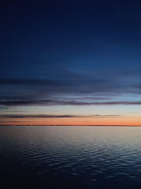 Sunset observed over Lake Beloye near Belozersk, Russia