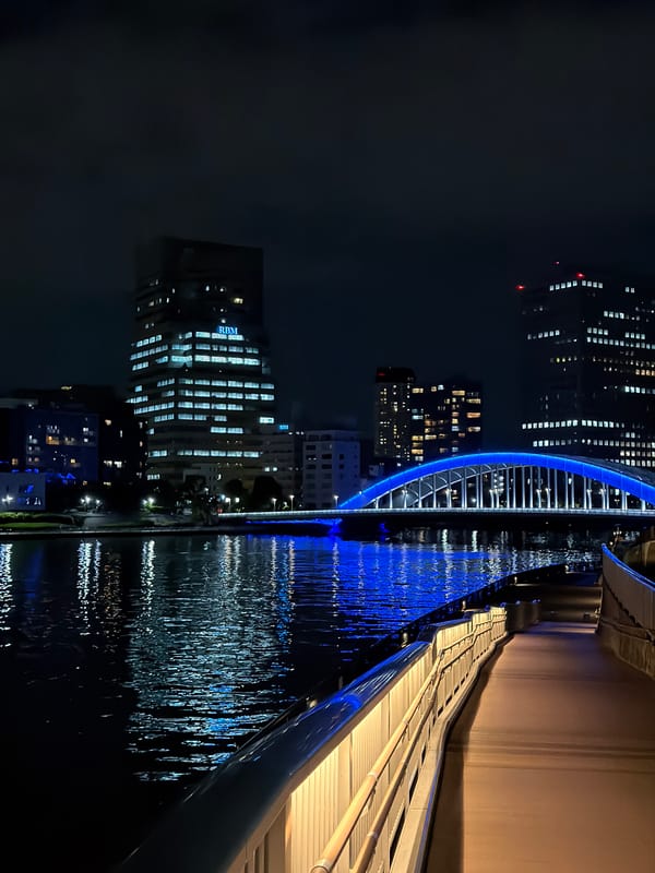 Illuminated bridge observed over Koto river amid city skyline