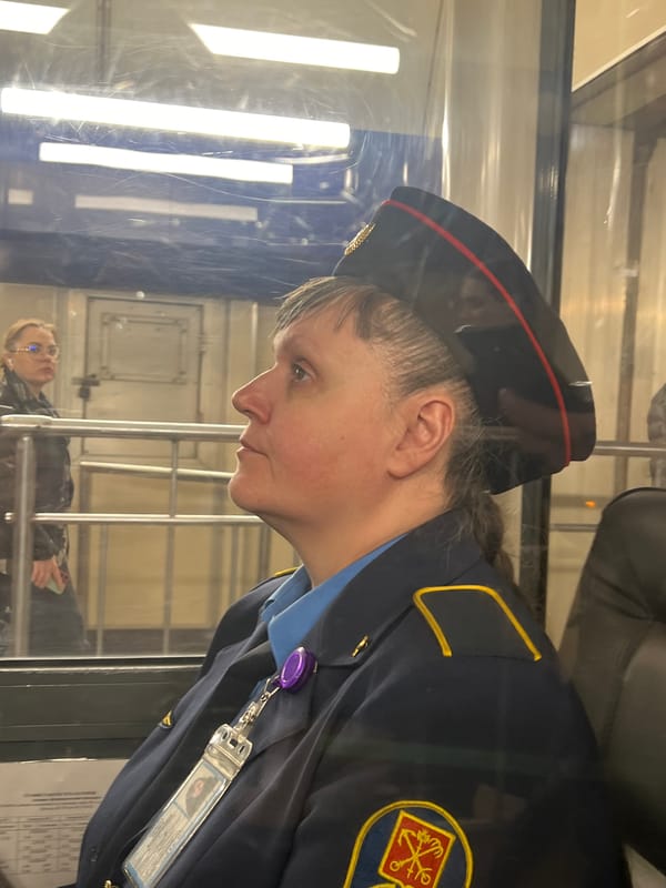 Evening commute and uniformed personnel observed in Shushary