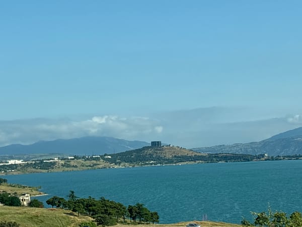 Road trip around Tbilisi Sea on a clear July morning