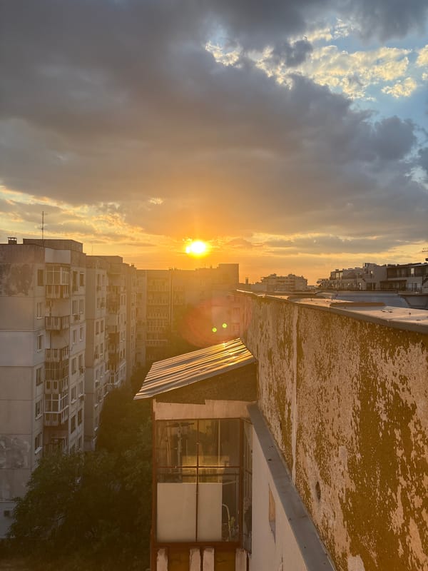 Golden hour over Plovdiv, shot from multiple angles across the city