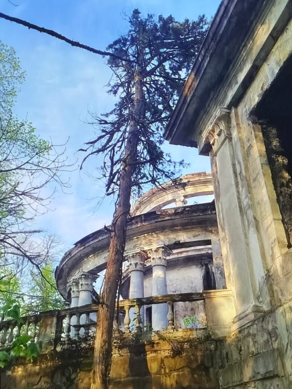 Witness documents abandoned architecture and stone archway structures