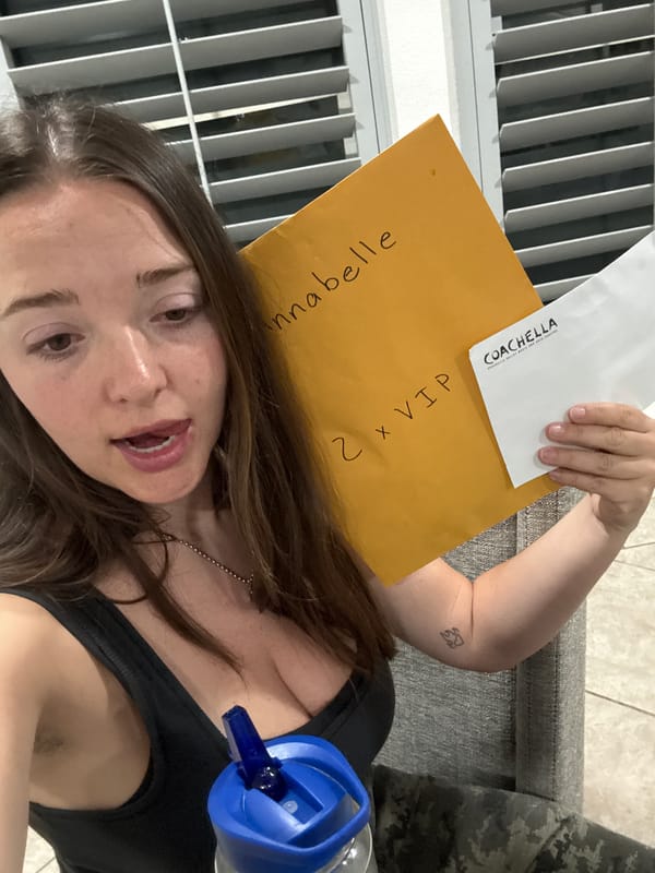 Woman captures excited selfie moment in Indio, California