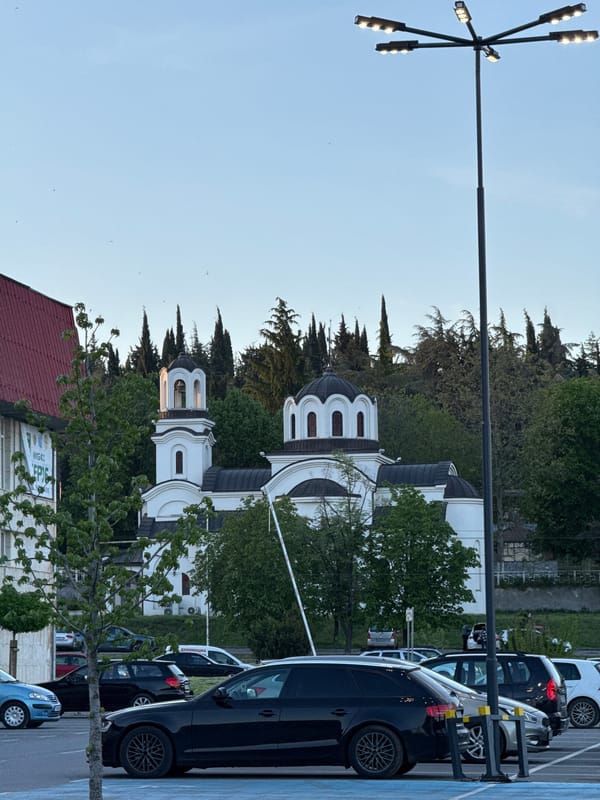 Evening scene captured at Orthodox church in Stara Zagora