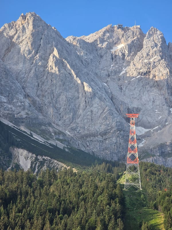 Clear morning at the Zugspitze cable car base, Grainau