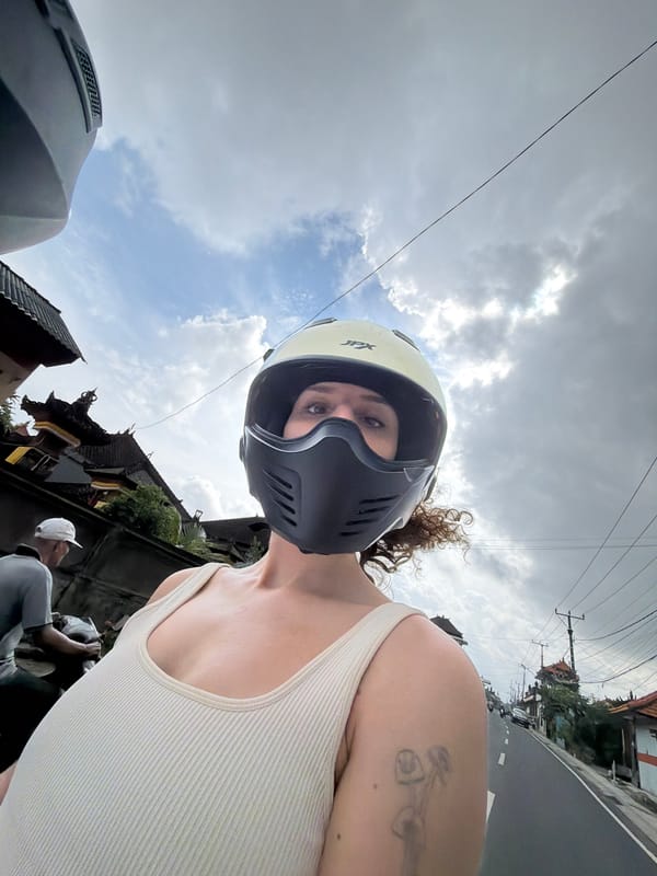 Early morning motorcycle ride documented in Mengwi, Indonesia