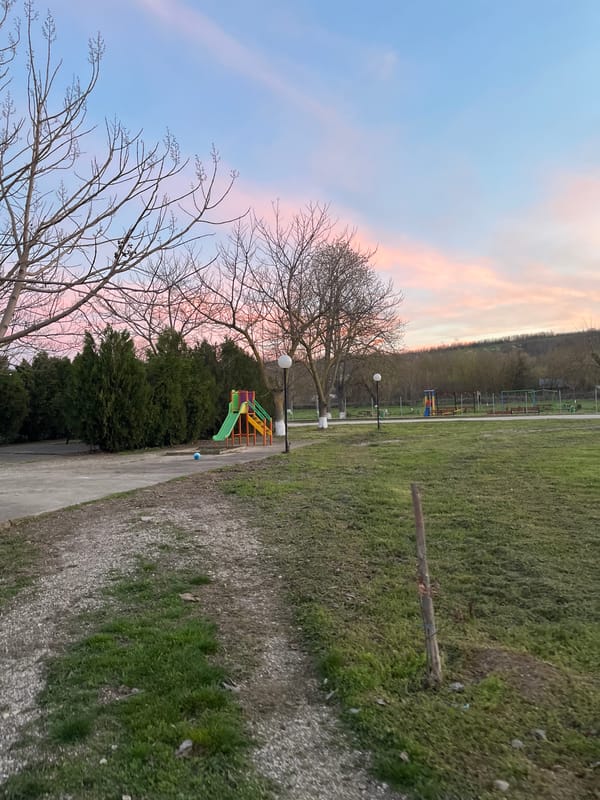 Colorful playground slide observed in Pozharevo park