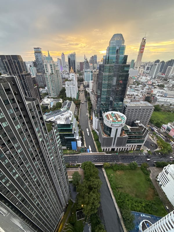 Rooftop infinity pool above the Bangkok skyline