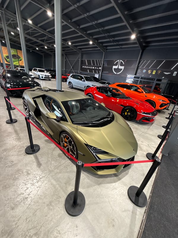 Luxury car showroom in Plovdiv packed with Lamborghinis and Porsches