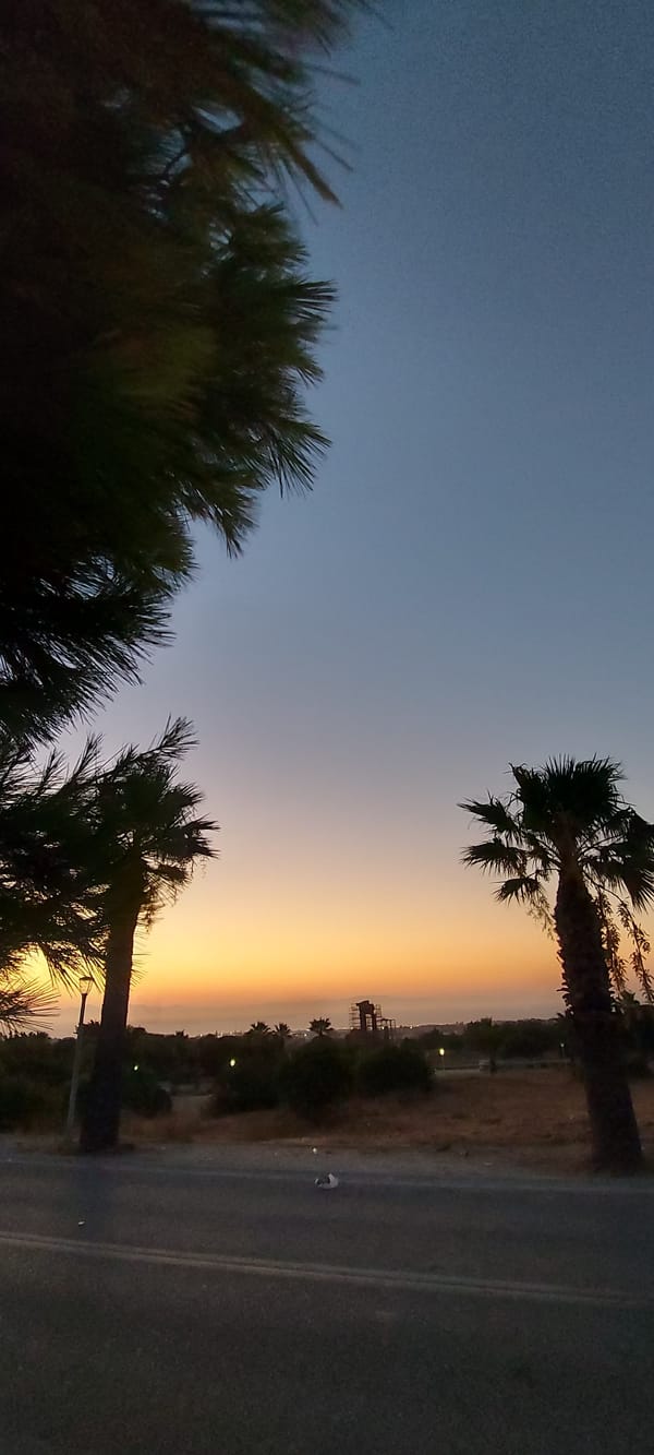 Dusk skies and a full moon over Rhodes coastline