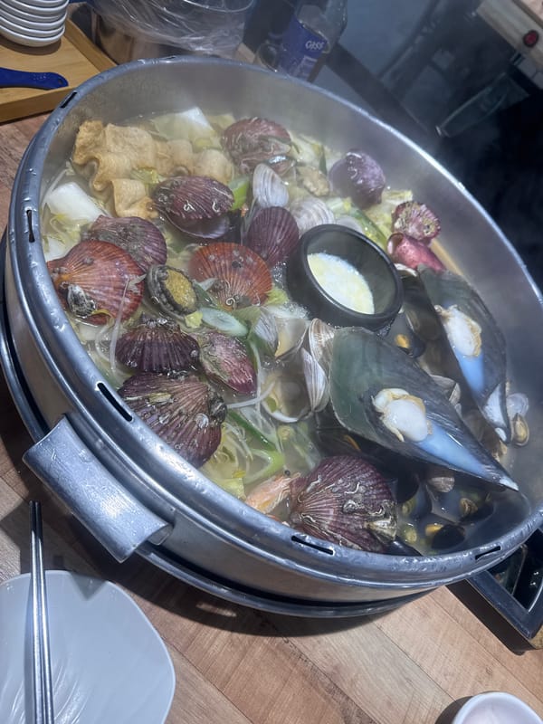 Early morning seafood dining documented in Gimpo-si, South Korea