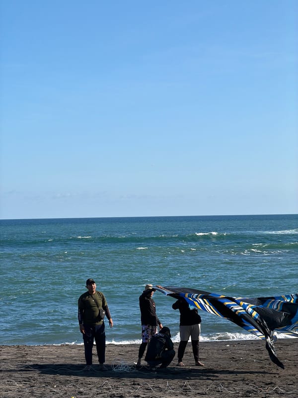 Morning beach and street life captured in Mengwi, Indonesia