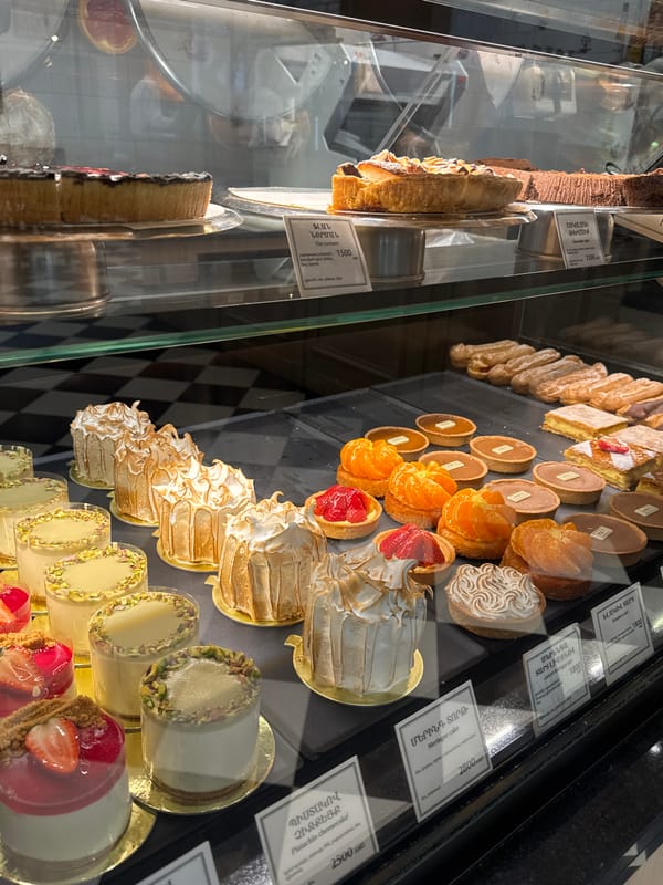 Friends visit PAUL bakery in Yerevan for pastries