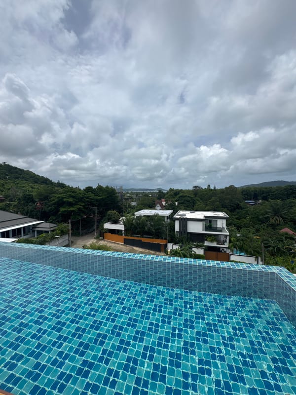 Morning routine captured at Rawai residence with tropical views