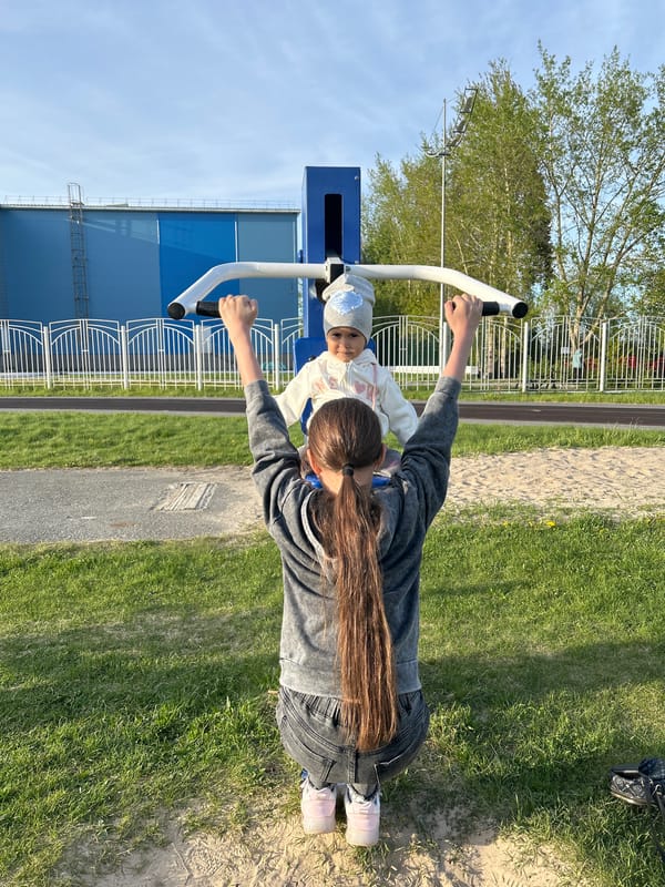 Children play at sports complex in Uray, Russia
